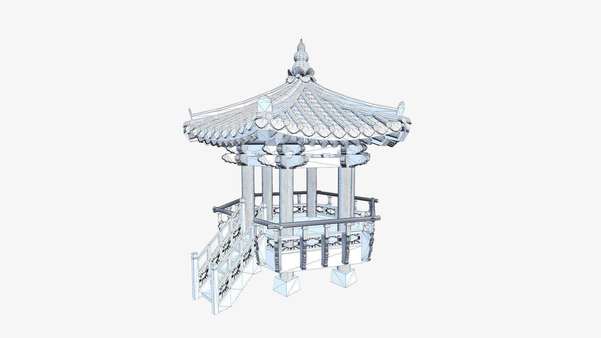 Pavilion Hexagon Low-poly 3D model_9
