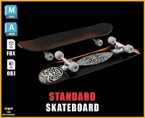 Standard skateboard-2 version two skateboards 3D model