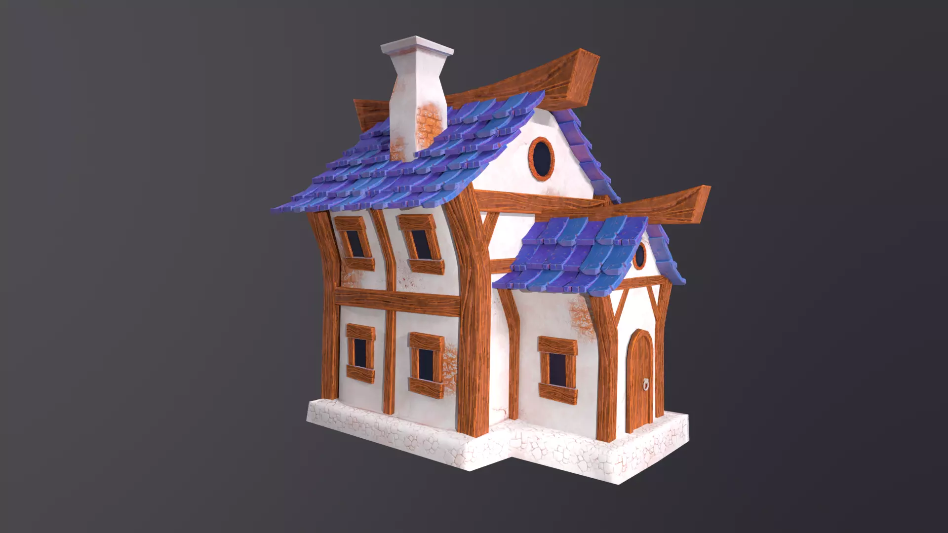 Stylized House with PBR materials Low-poly 3D model