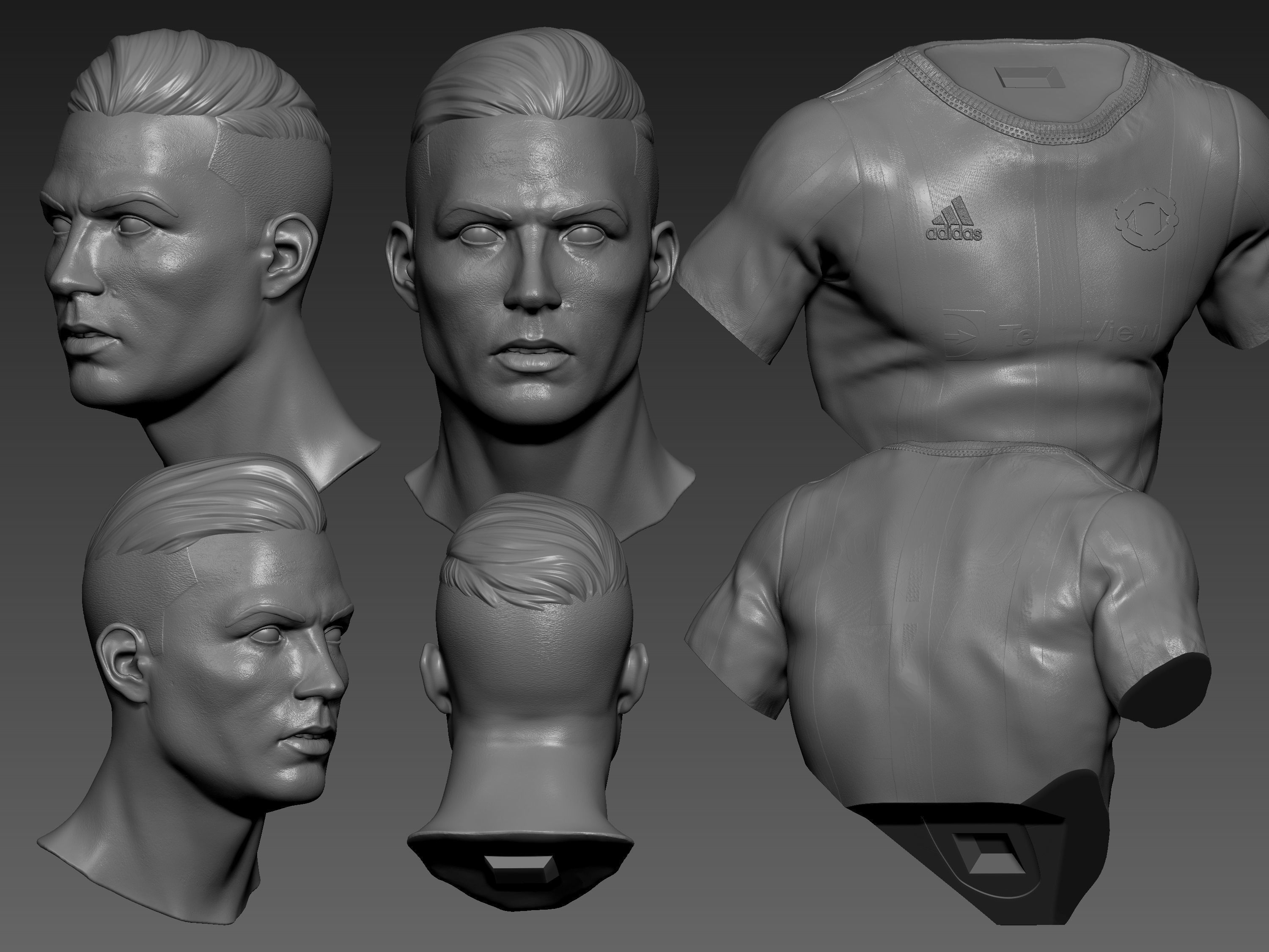 Cristiano Ronaldo Bust 3D print model_7