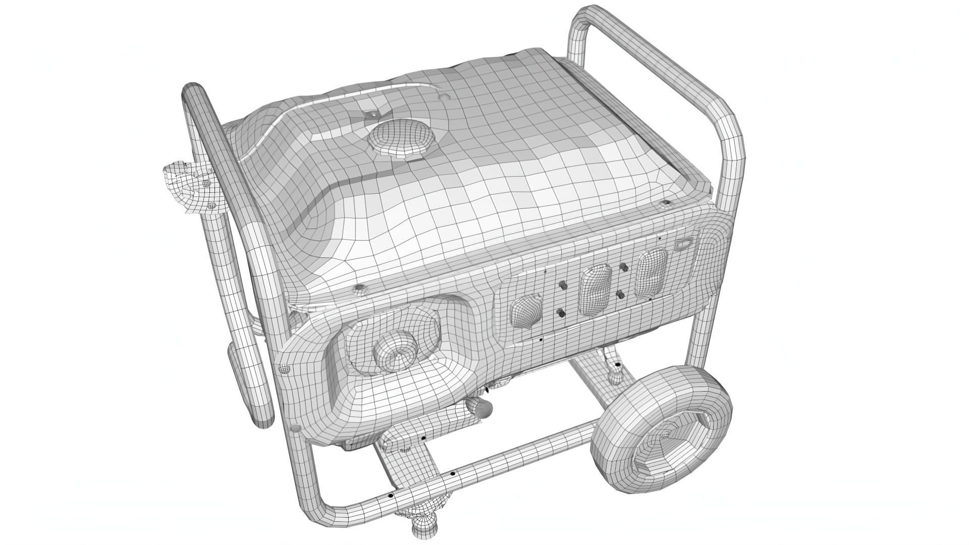 Realistic Low Poly Generator portable on wheels Low-poly 3D model_4