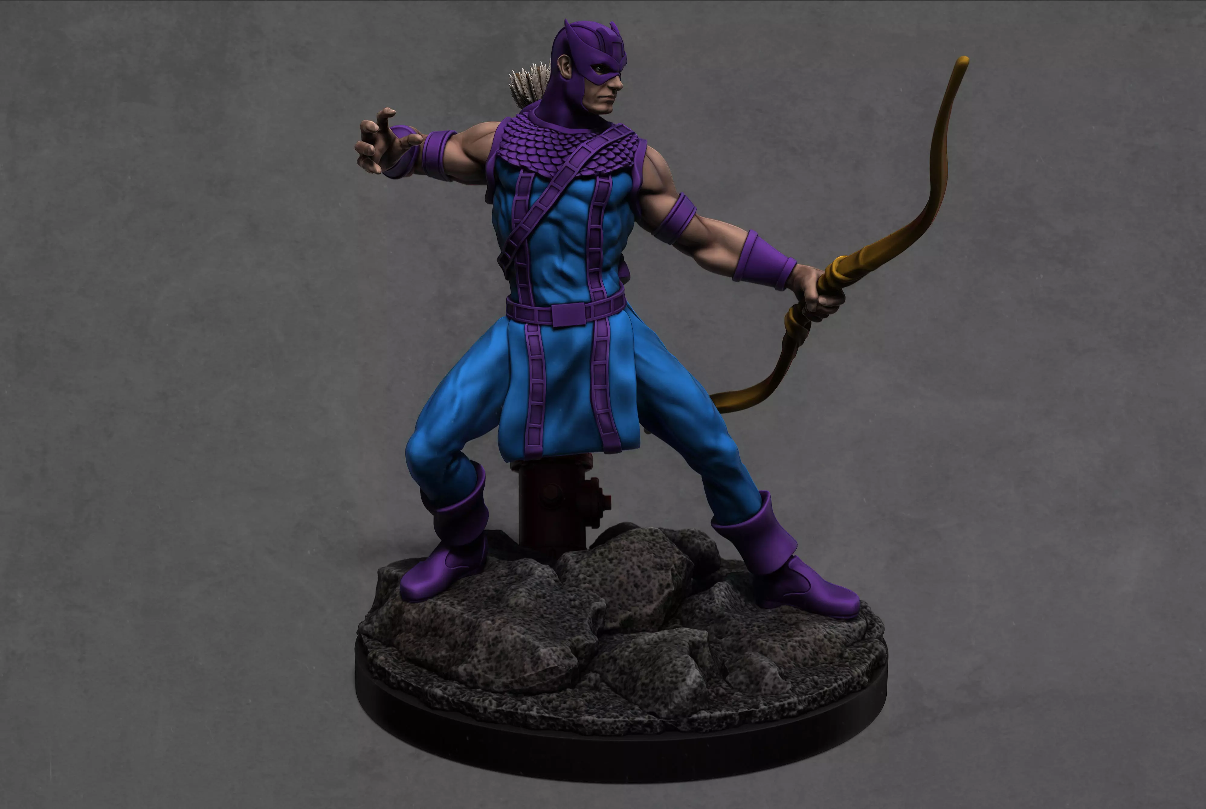 Hawkeye 1970 comics statue Ready to print 1-8 scale 3D print model_0