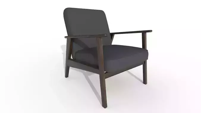 Armchair chair with fabric and wooden frame 3D model