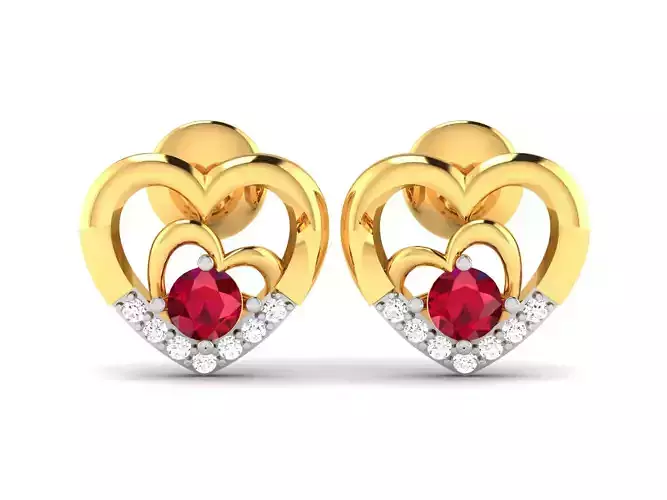 Women Heart Earrings 3dm STL OBJ FBX Render Details