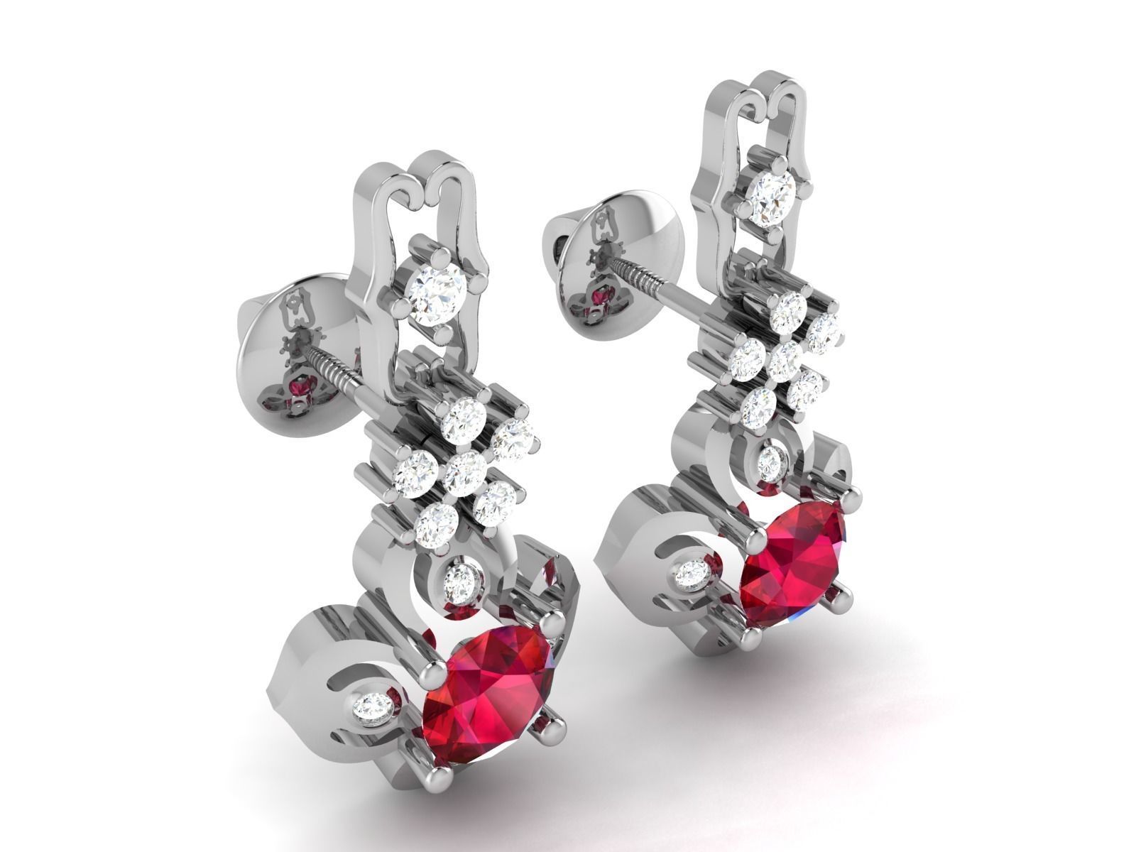 Women Earrings 3dm STL OBJ FBX Render Details 3D print model_1