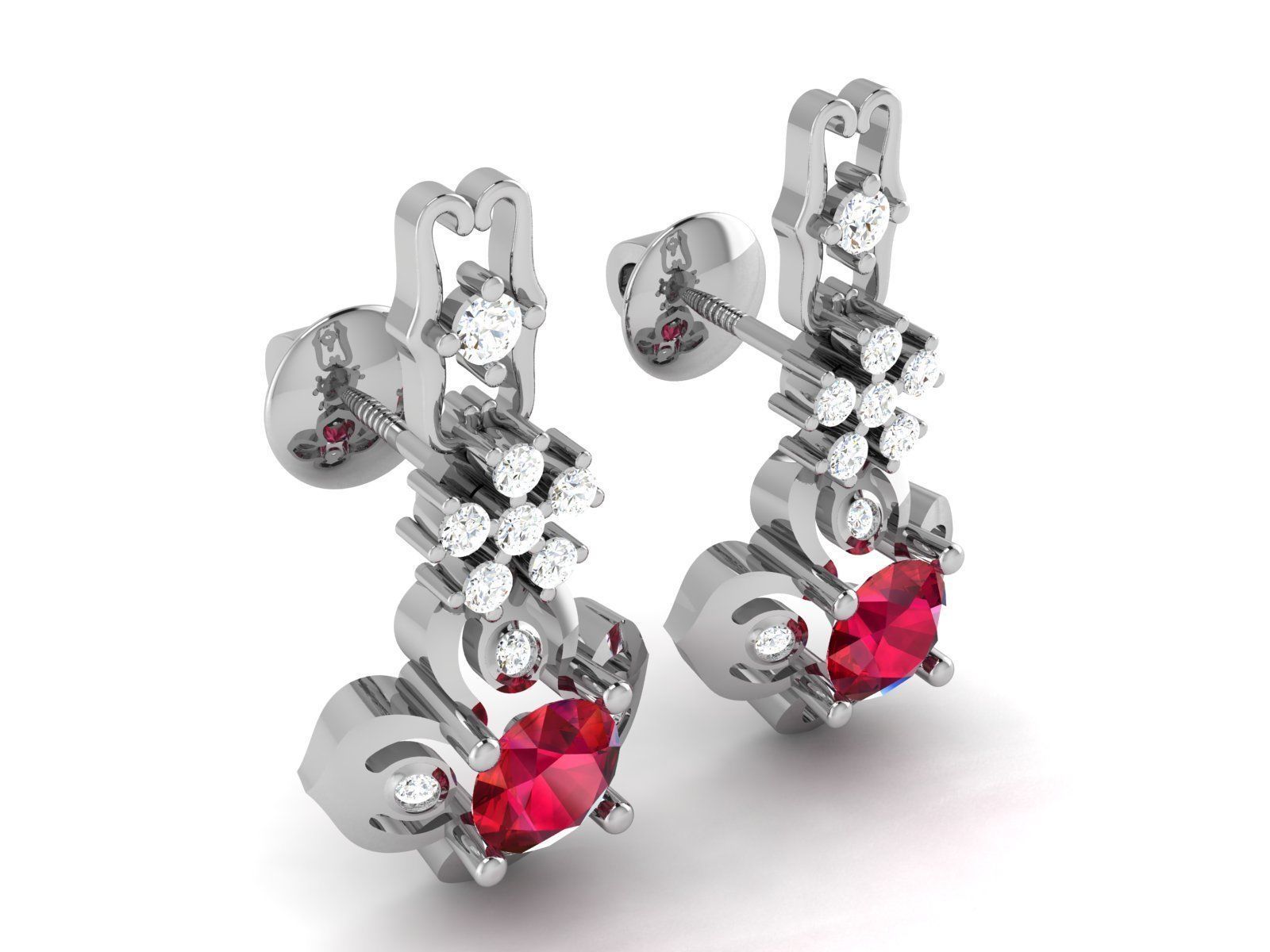 Women Earrings 3dm STL OBJ FBX Render Details 3D print model_2