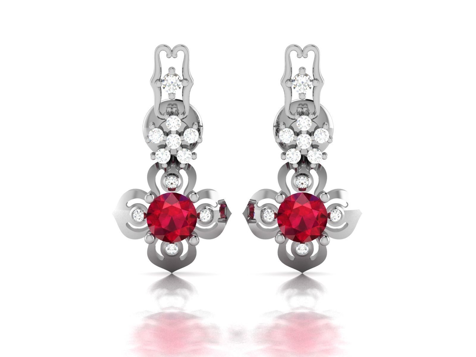 Women Earrings 3dm STL OBJ FBX Render Details 3D print model_4
