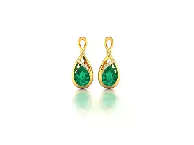 Women Pear Diamond Earrings 3dm STL OBJ FBX Render Details 3D print model