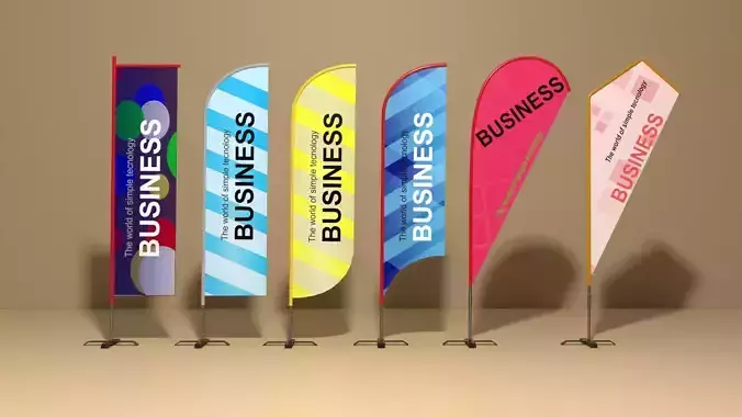 Banner Commercial Flags Low-poly 3D model