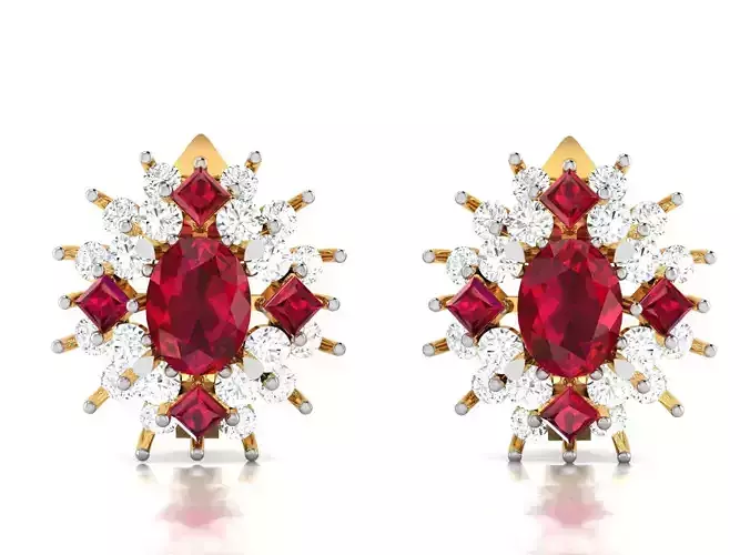 Women Stud Earrings 3dm STL OBJ FBX Render Details