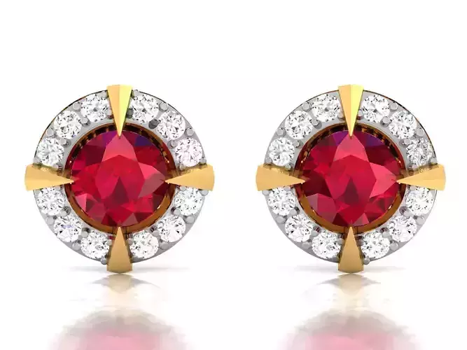 Women Stud Earrings 3dm STL OBJ FBX Render Details