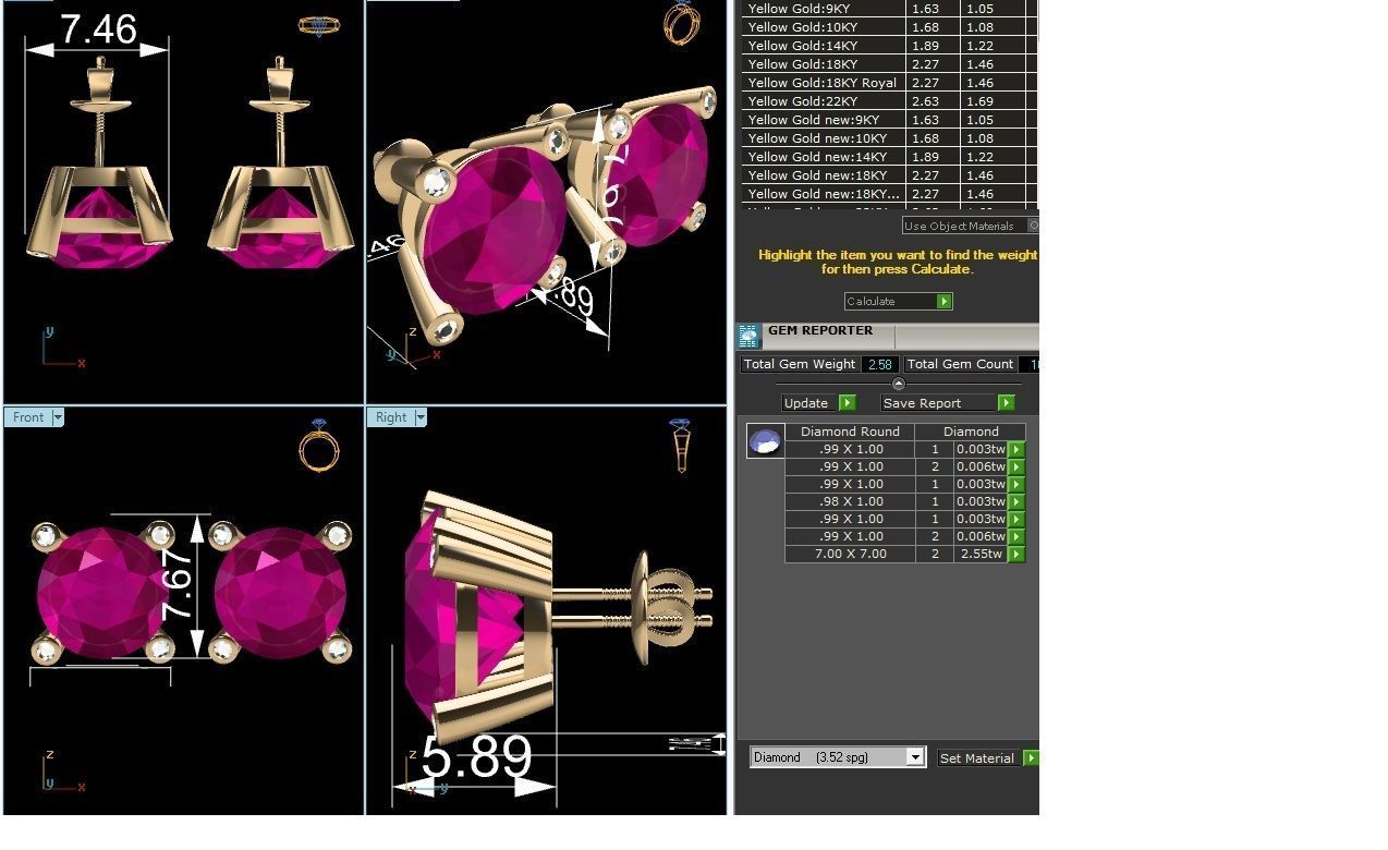 Women Stud Earrings 3dm STL OBJ FBX Render Details 3D print model_16