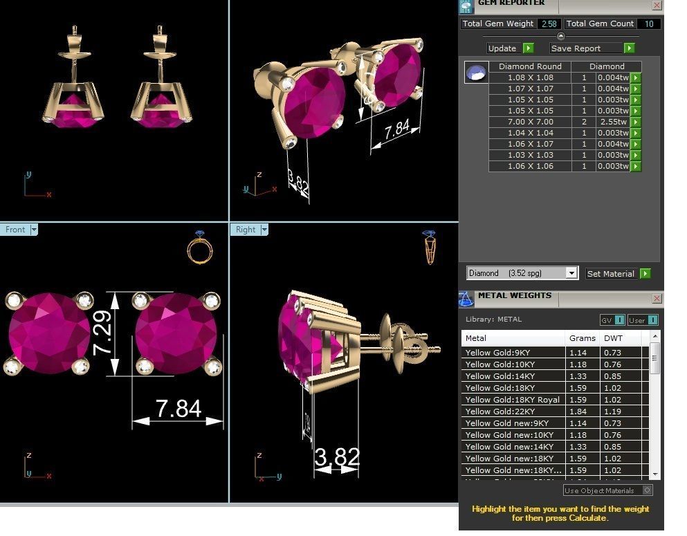 Women Stud Earrings 3dm STL OBJ FBX Render Details 3D print model_7