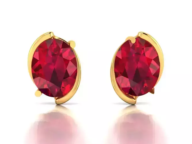 Women Oval Diamond Earrings 3dm STL OBJ FBX Render Details