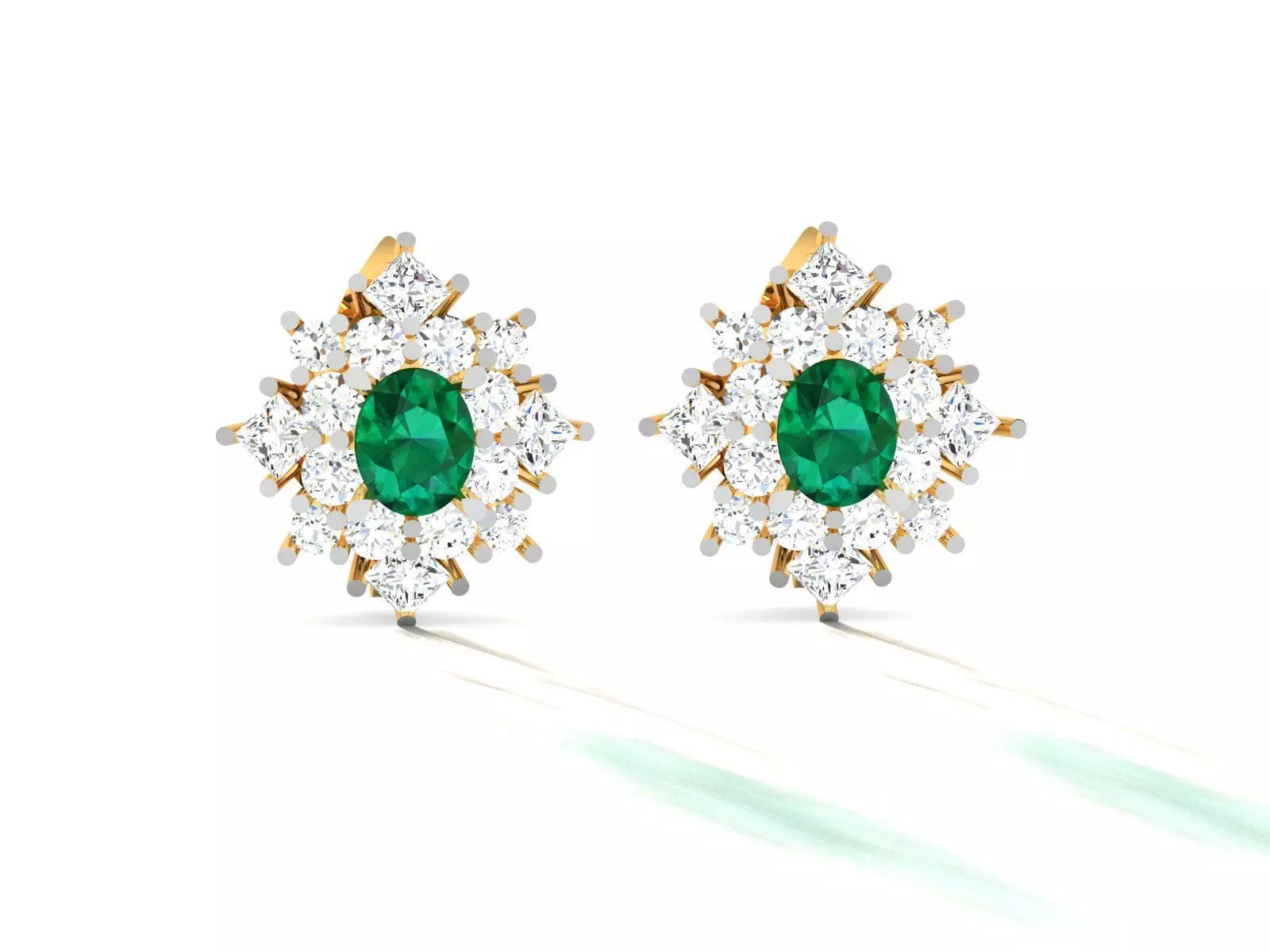 Women Oval Diamond Earrings 3dm STL OBJ FBX Render Details 3D print model_0