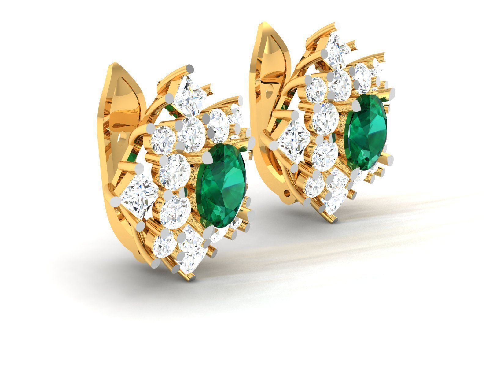 Women Oval Diamond Earrings 3dm STL OBJ FBX Render Details 3D print model_2