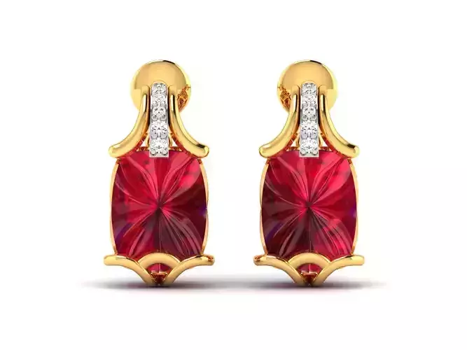Women Oval Diamond Earrings 3dm STL OBJ FBX Render Details 3D print model