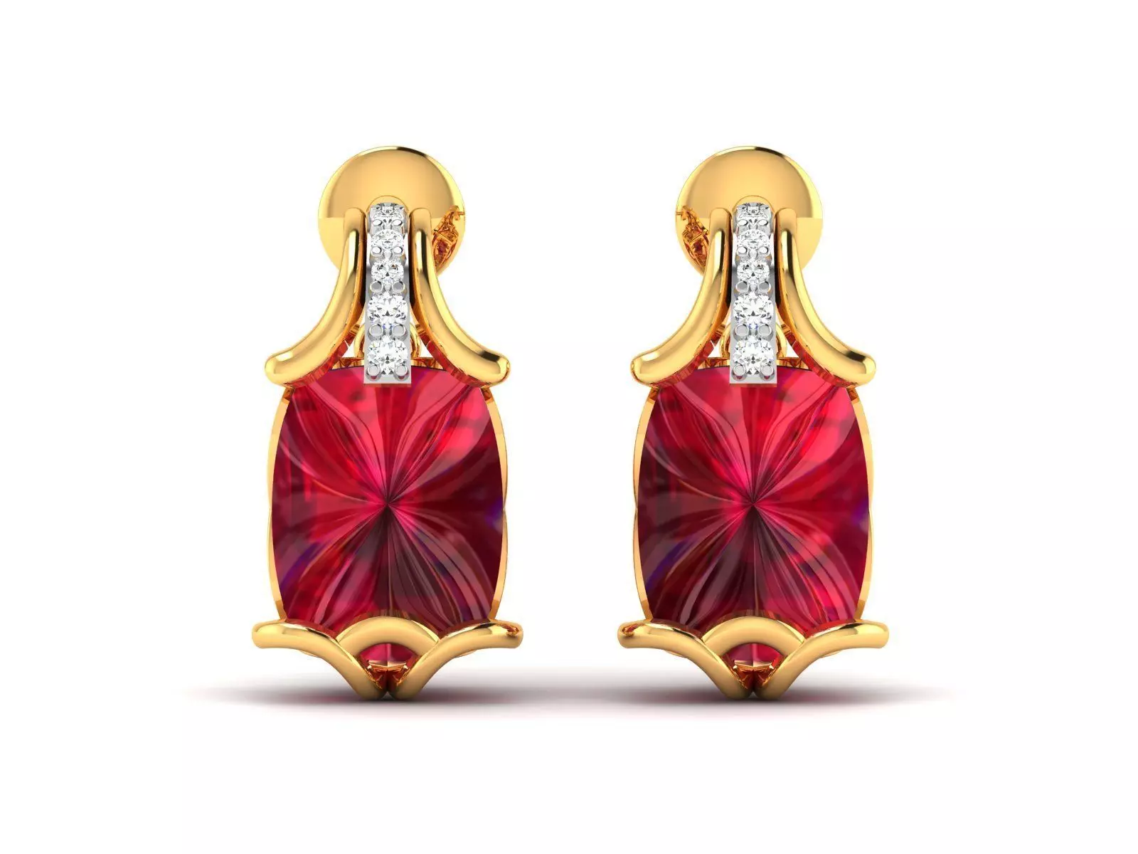 Women Oval Diamond Earrings 3dm STL OBJ FBX Render Details 3D print model_0