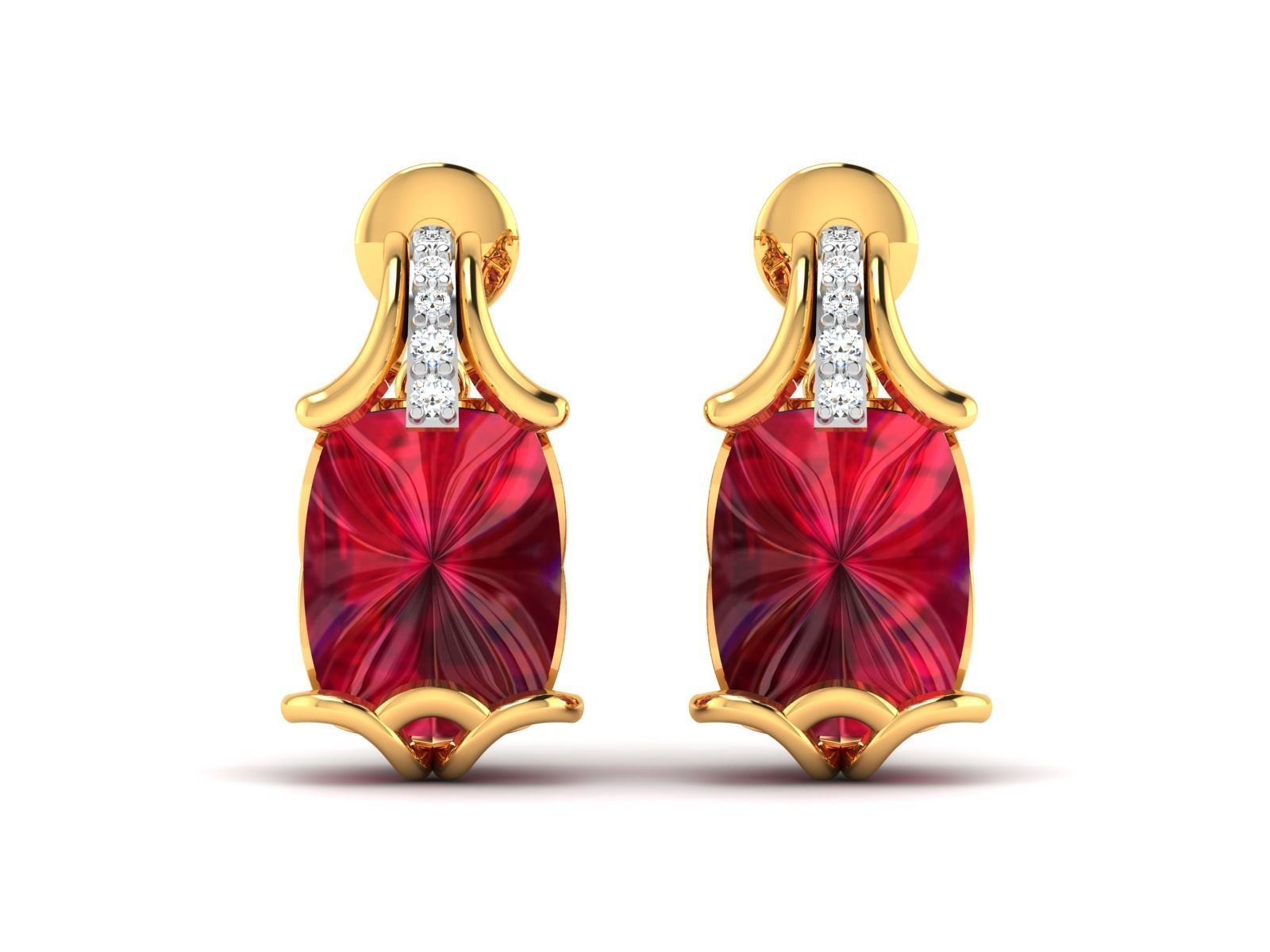 Women Oval Diamond Earrings 3dm STL OBJ FBX Render Details 3D print model_3