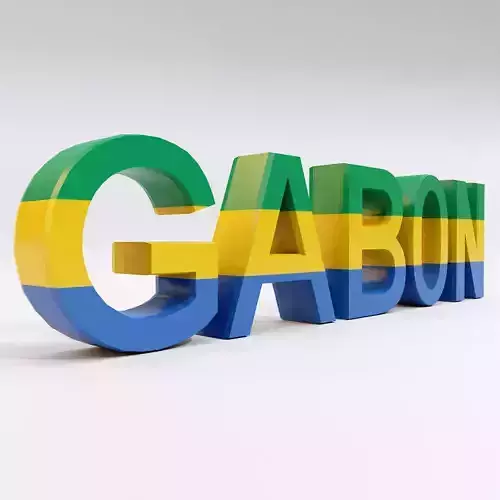 Gabon country name text 3d model  Low-poly 3D model