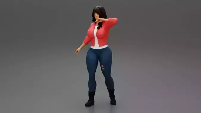 Woman Wearing Jeans Suit  3D print model