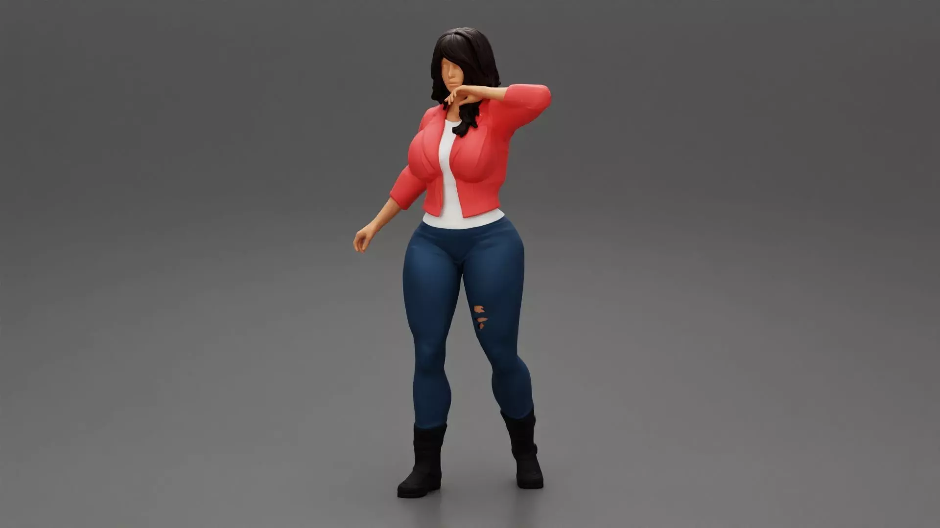 Woman Wearing Jeans Suit 3D print model