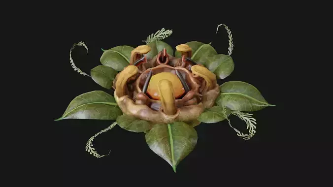 Impaling Jellyplate - Carnivorous Alien Plant Low-poly 3D model