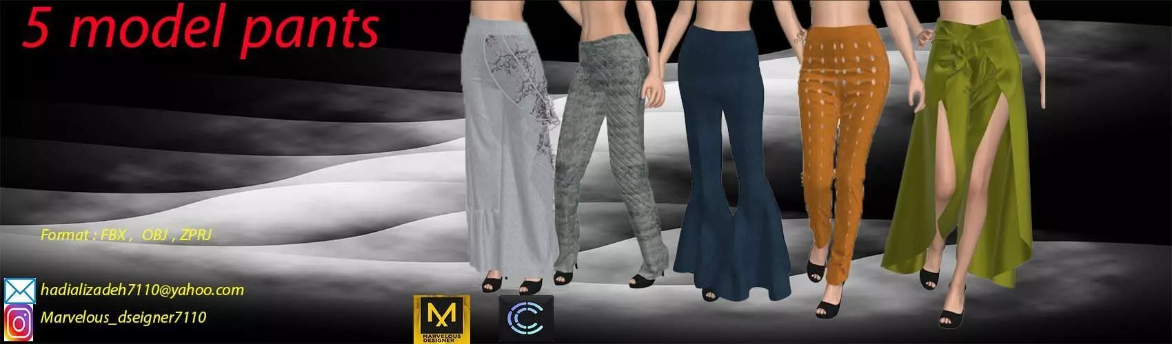 5 model pants five for sims Free 3D model