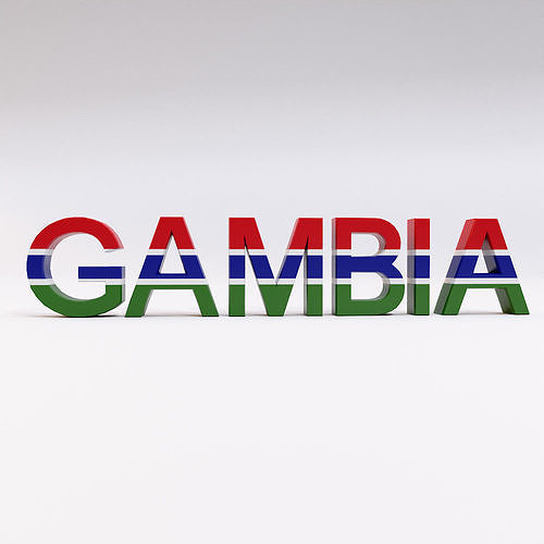 Gambia country name text 3d model  Low-poly 3D model