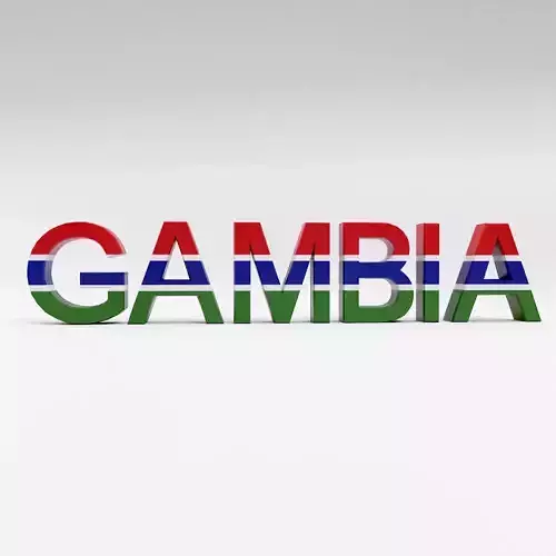 Gambia country name text 3d model  Low-poly 3D model