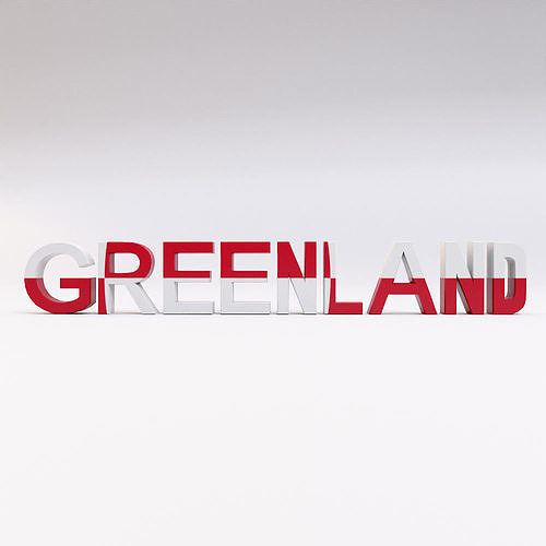 Greenland country name text 3d model Low-poly 3D model