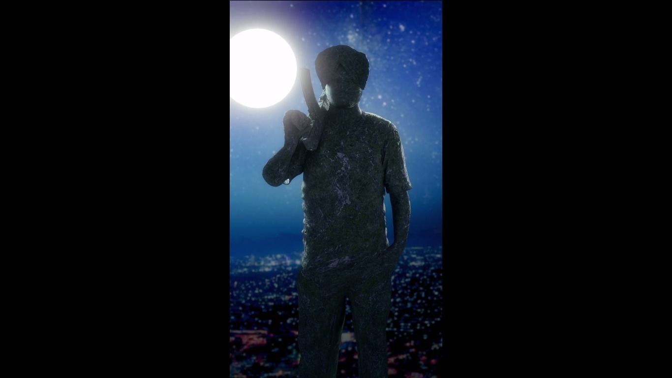 Sidhu Moose Wala 3d Model Statue Low-poly 3D model_4