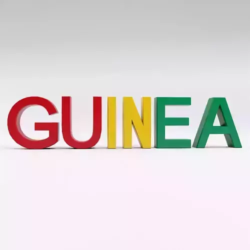 Guinea country name text 3d model  Low-poly 3D model