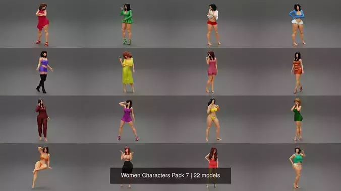Women Characters Pack 7 3D Model Collection