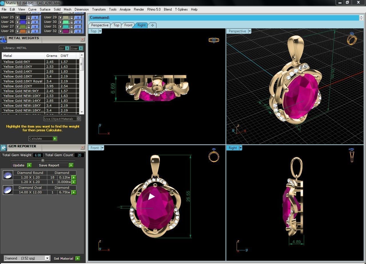 Women Trillion Stone Pendants 3dm STL OBJ FBX Render Details 3D print model_10