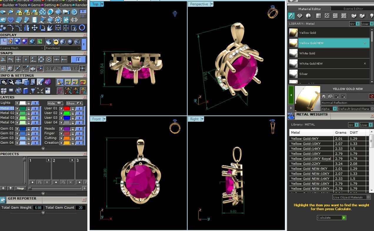 Women Trillion Stone Pendants 3dm STL OBJ FBX Render Details 3D print model_17