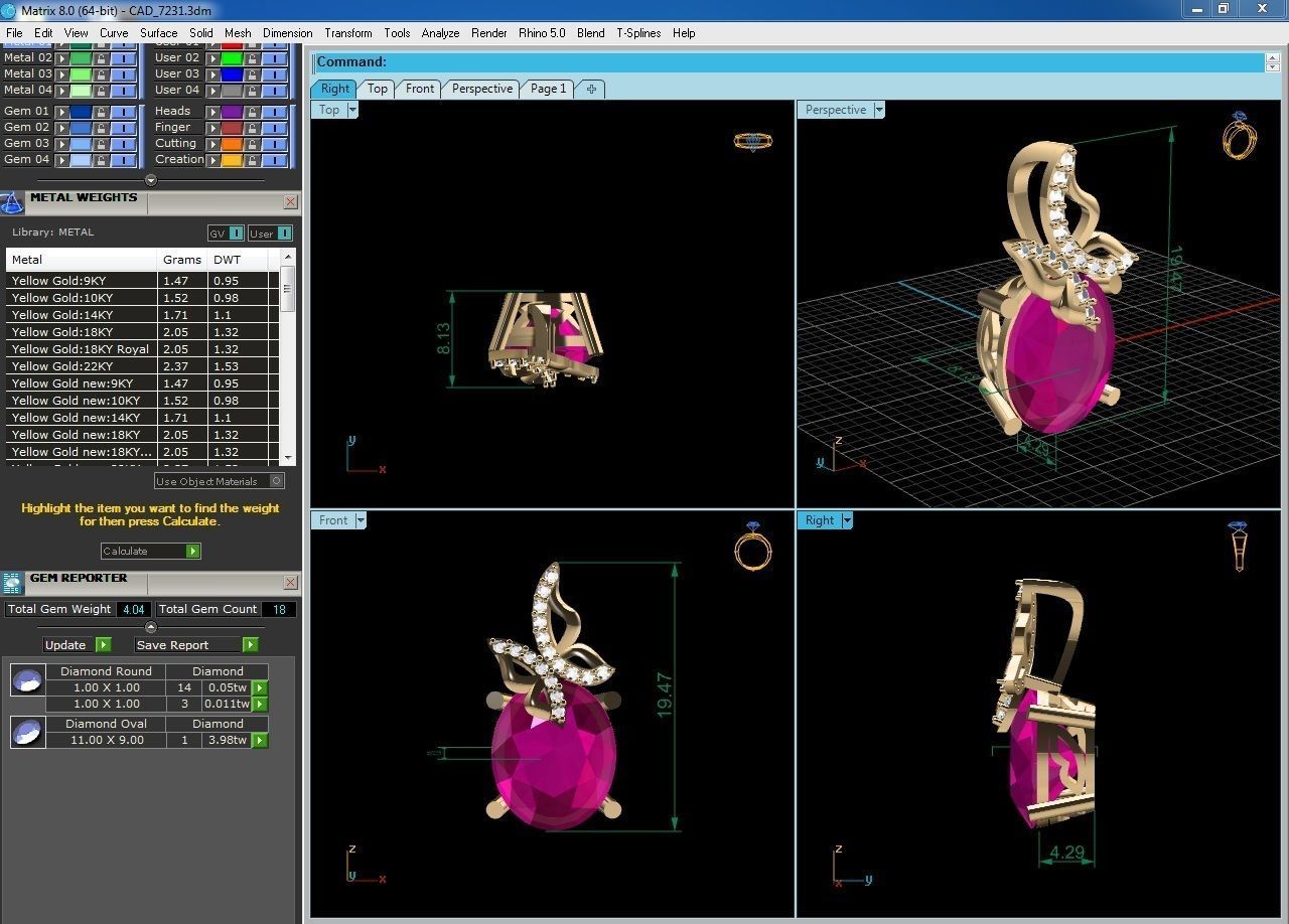 Women Oval Stone Pendants 3dm STL OBJ FBX Render Details 3D print model_7