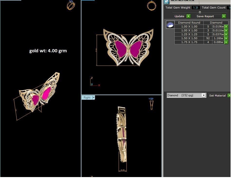 Women butterfly Pendants 3dm STL OBJ FBX Render Details 3D print model_5