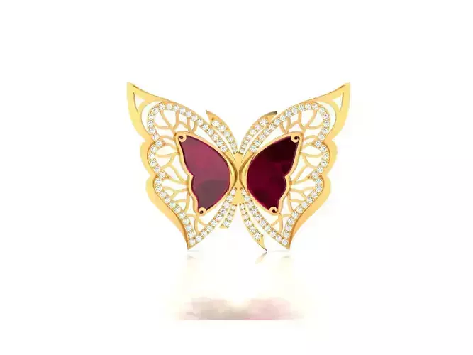 Women butterfly Pendants 3dm STL OBJ FBX Render Details