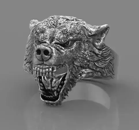 Wolf head ring 3d model for 3d printing 3D print model