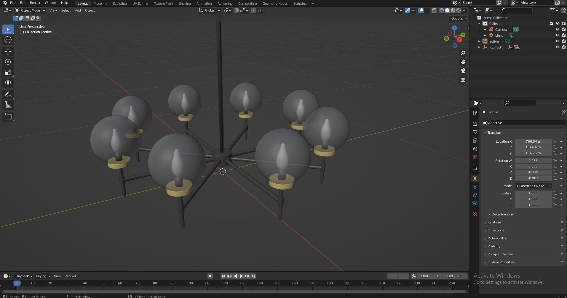 Camryn Metal and Glass Chandelier Free low-poly 3D model_2