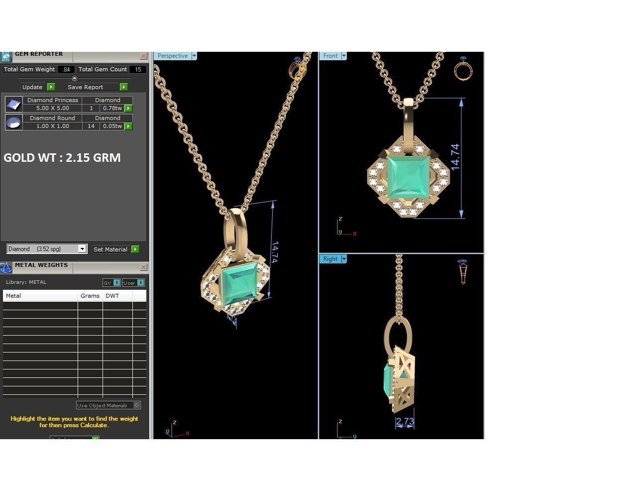 Women Princess Stone Pendants 3dm STL OBJ FBX Render Details 3D print model_8