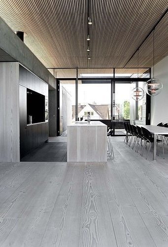 wendow modern kitchen with wooden floors and walls Free 3D model