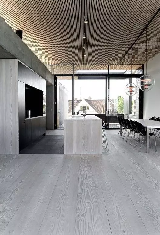 wendow modern kitchen with wooden floors and walls Free 3D model