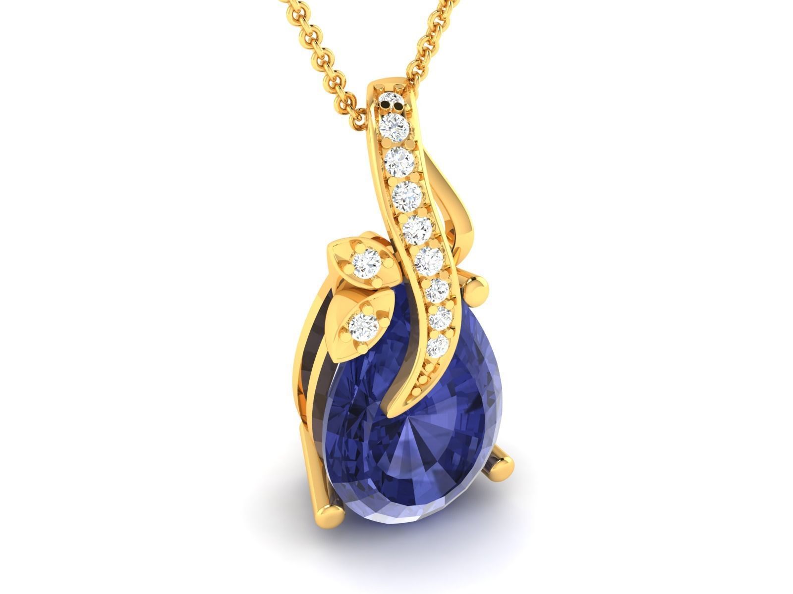Women Pear Diamond Pendants 3dm STL OBJ FBX Render Details 3D print model_10