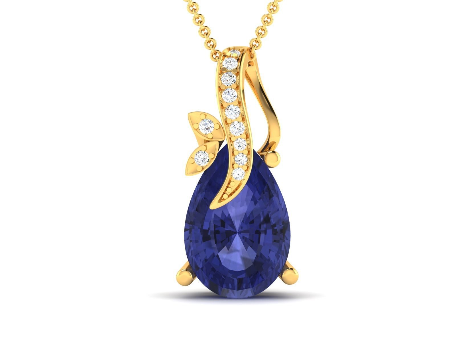 Women Pear Diamond Pendants 3dm STL OBJ FBX Render Details 3D print model_11