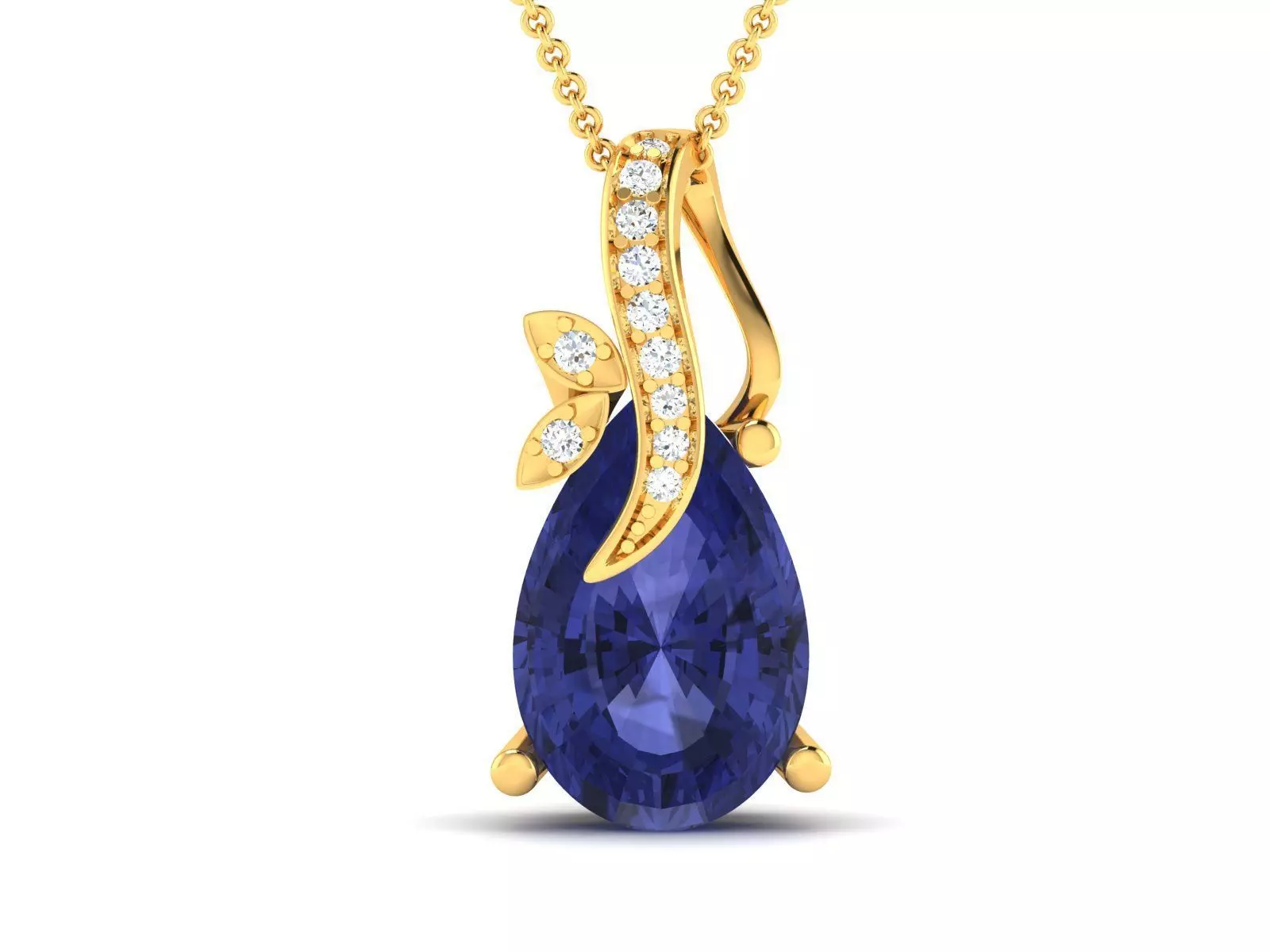 Women Pear Diamond Pendants 3dm STL OBJ FBX Render Details 3D print model_0