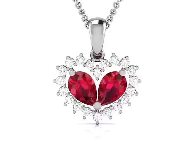 Pear Stone Heart Pendants 3dm STL OBJ FBX Render Details 3D print model