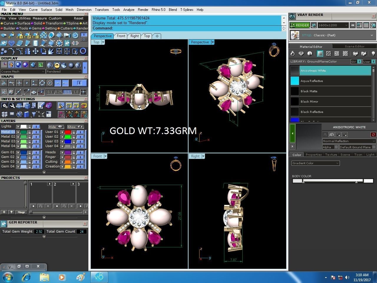 Pear Stone Pendants 3dm STL OBJ FBX Render Details 3D print model_7