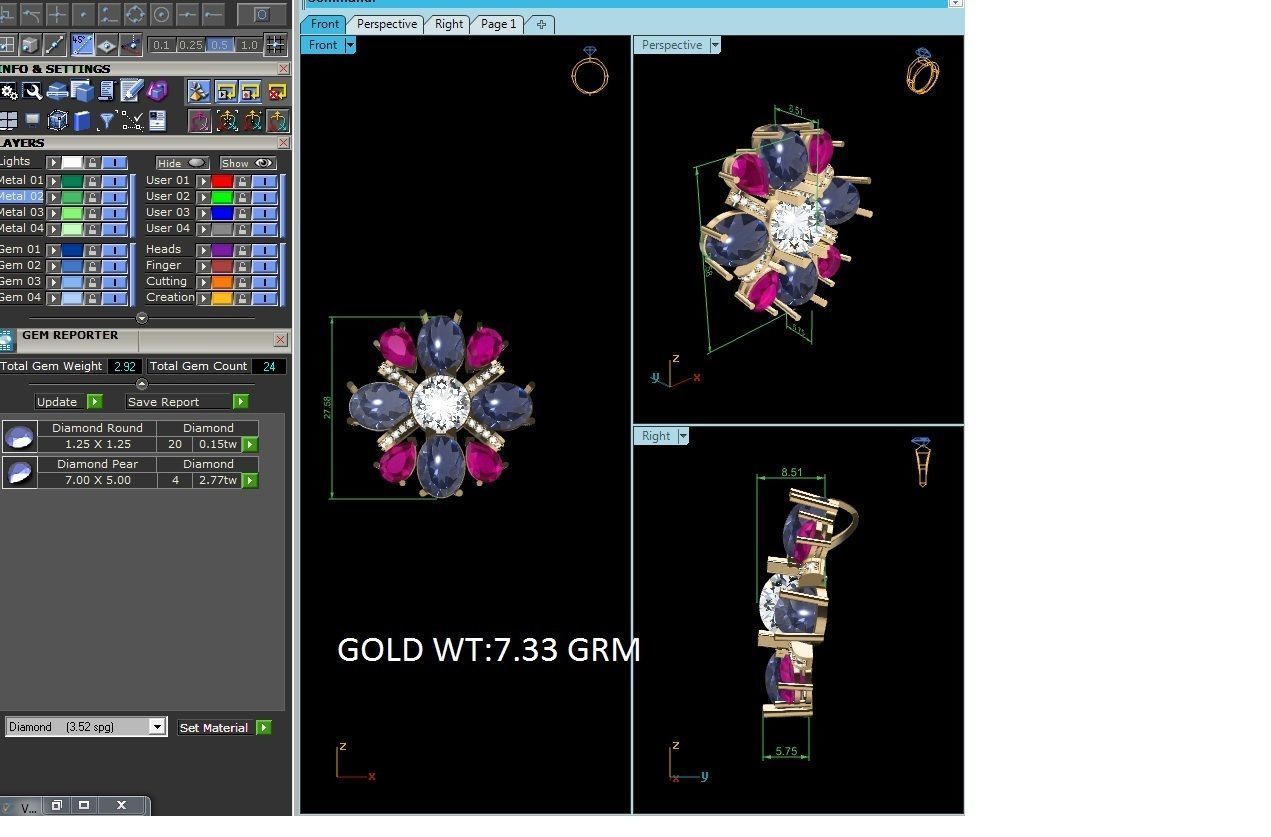 Pear Stone Pendants 3dm STL OBJ FBX Render Details 3D print model_5